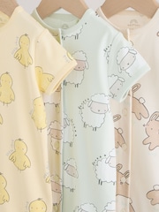 Yellow Easter Character Button Through Baby Jersey Rompers 3 Pack - Image 9 of 10