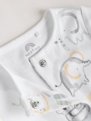 White Safari Animal Embroidered Jersey Baby Rompers 3 Pack - Image 10 of 10