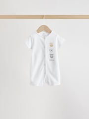 White Safari Animal Embroidered Jersey Baby Rompers 3 Pack - Image 3 of 10