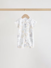 White Safari Animal Embroidered Jersey Baby Rompers 3 Pack - Image 4 of 10