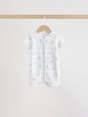 White Safari Animal Embroidered Jersey Baby Rompers 3 Pack - Image 5 of 10