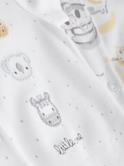 White Safari Animal Embroidered Jersey Baby Rompers 3 Pack - Image 9 of 10
