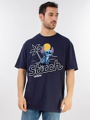 Brands In Blue Disney Stitch Ohana 100% Cotton T-Shirt - Image 1 of 4