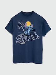 Brands In Blue Disney Stitch Ohana 100% Cotton T-Shirt - Image 3 of 4