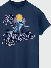 Brands In Blue Disney Stitch Ohana 100% Cotton T-Shirt - Image 4 of 4