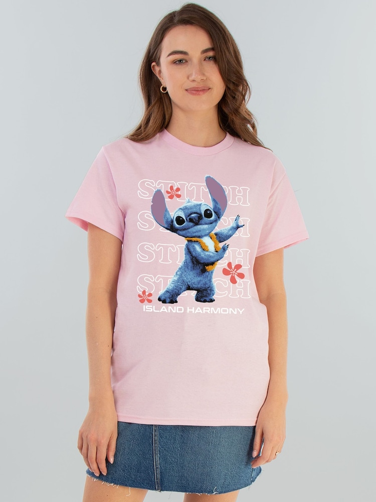 Brands In Pink 100% Cotton Disney Stitch Island Harmony T-Shirt - Image 2 of 4