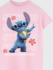 Brands In Pink 100% Cotton Disney Stitch Island Harmony T-Shirt - Image 4 of 4