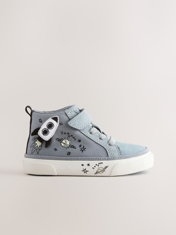 Grey Rocket Touch Fastening Elastic Lace Hi Top Trainers - Image 2 of 5