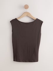 Chocolate Brown Soft Touch Backless Sleeveless Top - Image 1 of 4
