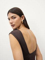 Chocolate Brown Soft Touch Backless Sleeveless Top - Image 5 of 9
