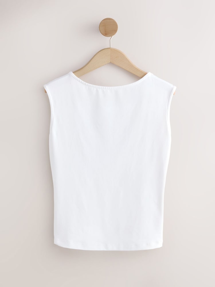 White Soft Touch Backless Sleeveless Top - Image 1 of 4 White Soft Touch Backless Sleeveless Top - Image 1 of 4