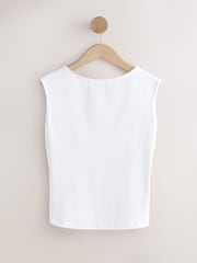 White Soft Touch Backless Sleeveless Top - Image 7 of 10