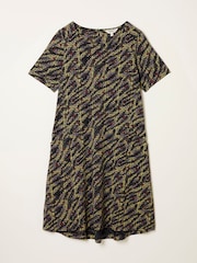 FatFace Simone Black Sketchy Texture Jersey Dress - Image 1 of 1