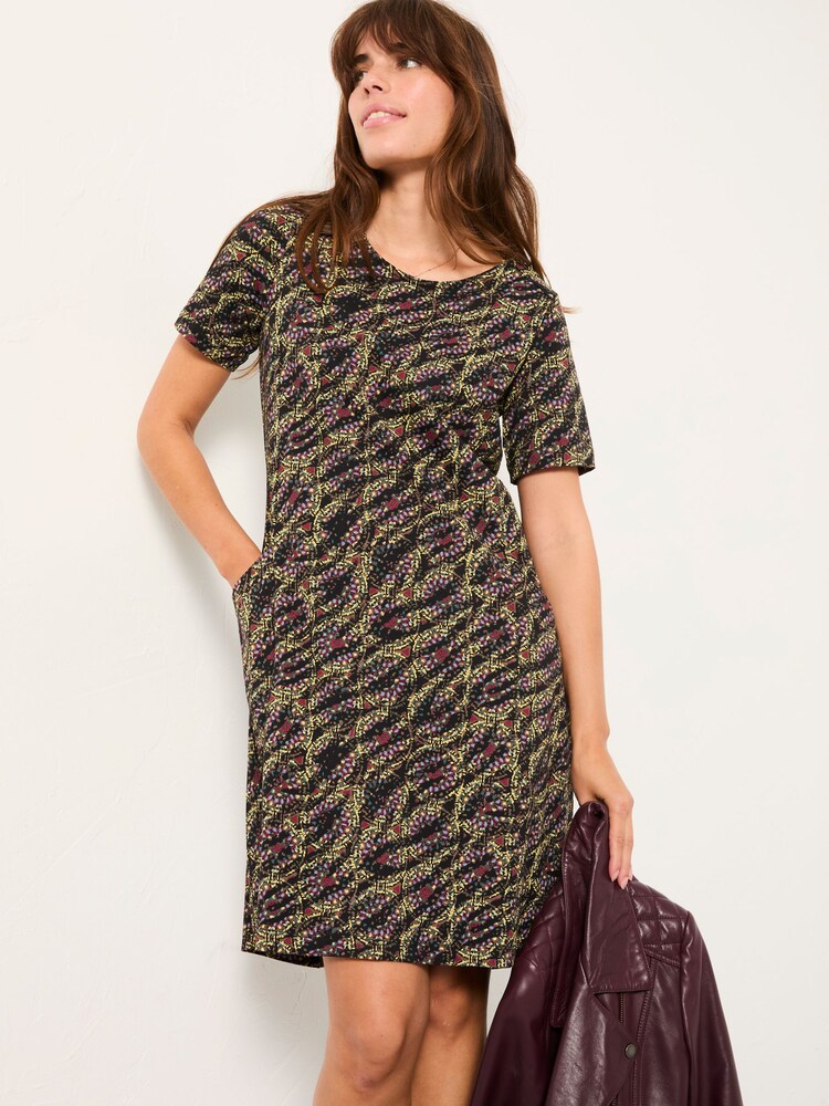 FatFace Simone Black Sketchy Texture Jersey Dress - Image 1 of 1 FatFace Simone Black Sketchy Texture Jersey Dress - Image 1 of 1