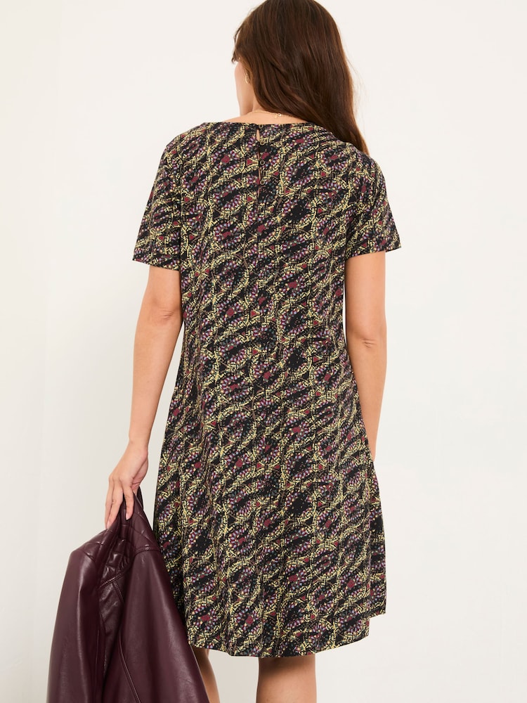 FatFace Simone Black Sketchy Texture Jersey Dress - Image 2 of 5