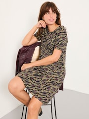 FatFace Simone Black Sketchy Texture Jersey Dress - Image 3 of 5