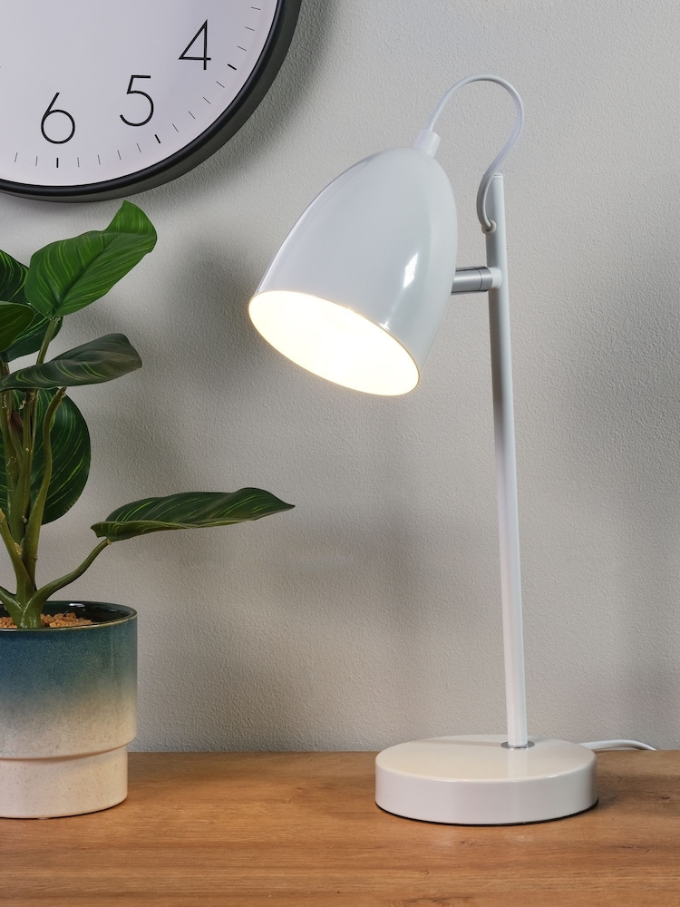 Searchlight Chrome/White Phineas Desk Lamp - Image 1 of 4