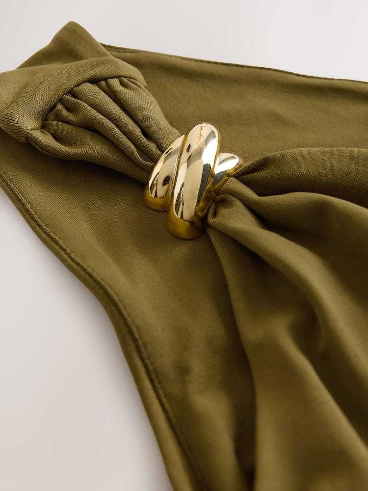 Olive Green Soft Touch One Shoulder Hardware Top - Image 10 of 10 Olive Green Soft Touch One Shoulder Hardware Top - Image 10 of 10