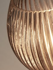 Searchlight Satin Brass/Smoked Twilight Ribbed Globe Table Lamp - Image 4 of 4