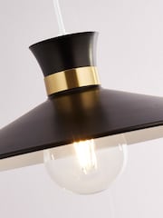 Searchlight Black White and Satin Brass Trapeze Pendant Ceiling Light - Image 2 of 4
