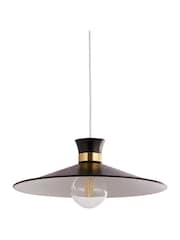 Searchlight Black White and Satin Brass Trapeze Pendant Ceiling Light - Image 4 of 4