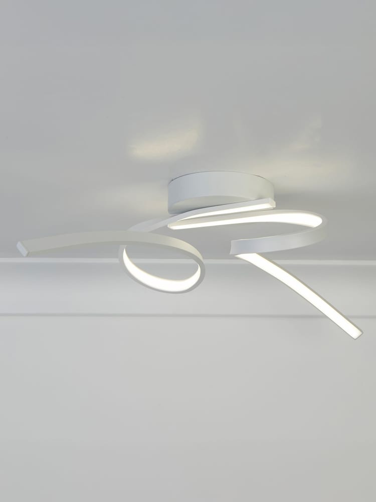Searchlight White Twister LED Flush Ceiling Light - Image 1 of 4 Searchlight White Twister LED Flush Ceiling Light - Image 1 of 4