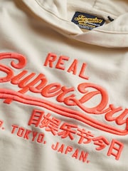 Superdry Cream Vintage Logo Neon Relaxed Hoodie - Image 6 of 6