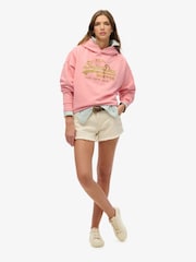Superdry Pink Vintage Logo Rhinestone 100% Cotton Hoodie - Image 1 of 6