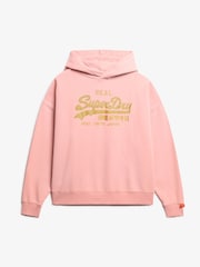 Superdry Pink Vintage Logo Rhinestone 100% Cotton Hoodie - Image 5 of 6