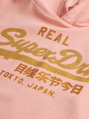 Superdry Pink Vintage Logo Rhinestone 100% Cotton Hoodie - Image 6 of 6
