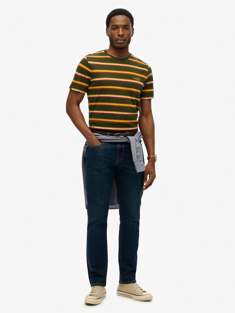Superdry Green Essentials Stripe 100% Cotton T-Shirt - Image 1 of 5