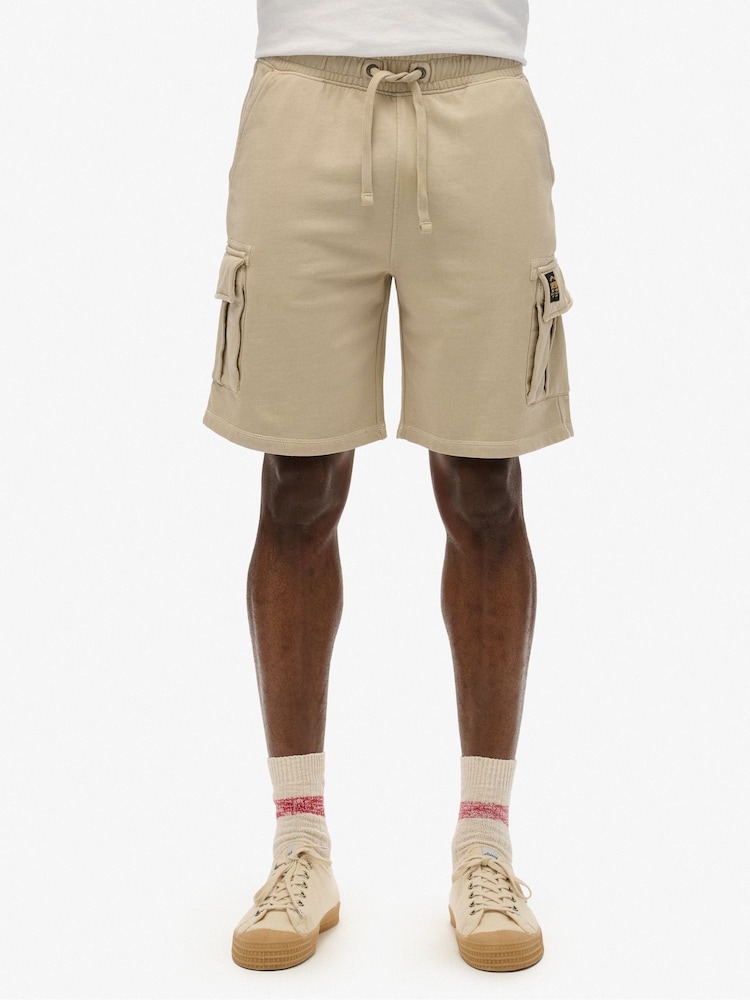Superdry Nude 100% Cotton Contrast Stitch Cargo Shorts - Image 2 of 6