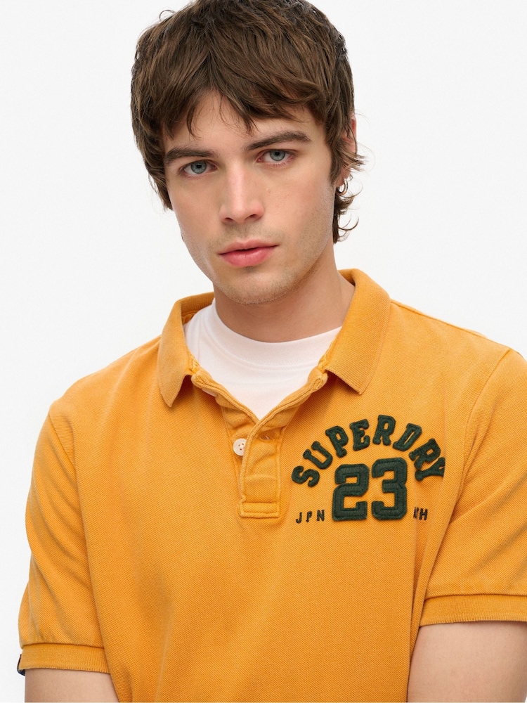 Superdry Yellow Vintage Athletic 100% Cotton Polo Shirt - Image 4 of 4