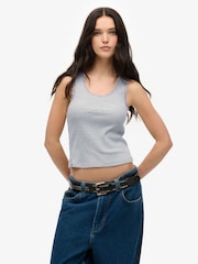 Superdry Grey Vintage Lace Trim Vest Top - Image 3 of 6