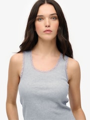 Superdry Grey Vintage Lace Trim Vest Top - Image 4 of 6