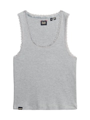 Superdry Grey Vintage Lace Trim Vest Top - Image 5 of 6