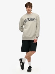 Superdry Grey Athletic Essentials Crew 100% Cotton Sweatshirt - Image 3 of 4