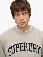 Superdry Grey Athletic Essentials Crew 100% Cotton Sweatshirt - Image 4 of 4