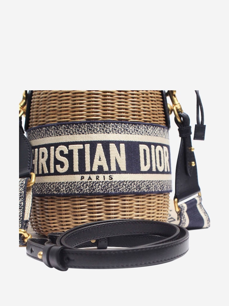 Christian Dior 2021 Oblique Wicker Basket Nude Bag - Image 1 of 7
