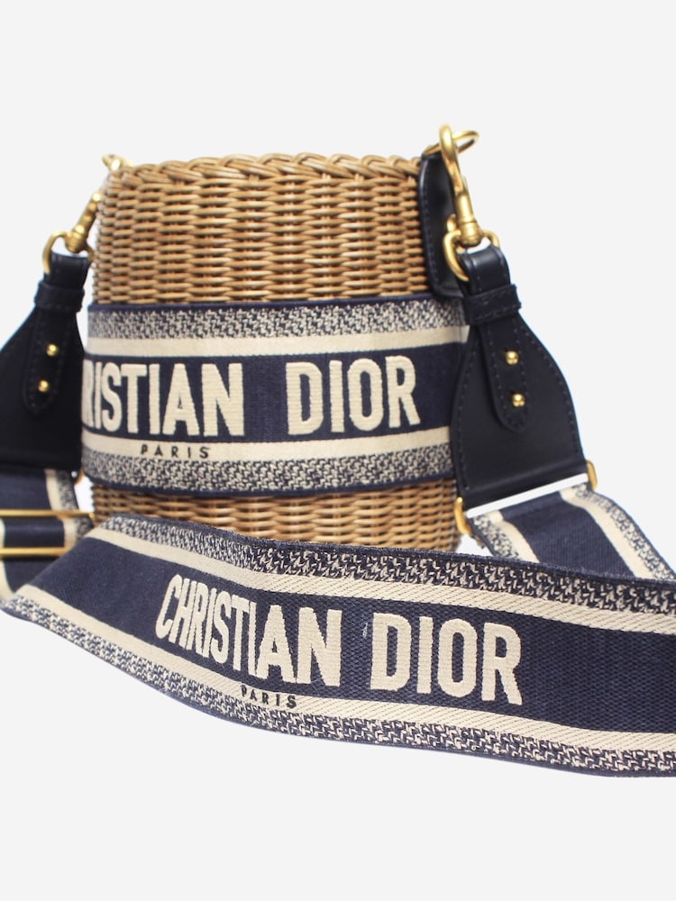 Christian Dior 2021 Oblique Wicker Basket Nude Bag - Image 2 of 7