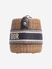 Christian Dior 2021 Oblique Wicker Basket Nude Bag - Image 4 of 7