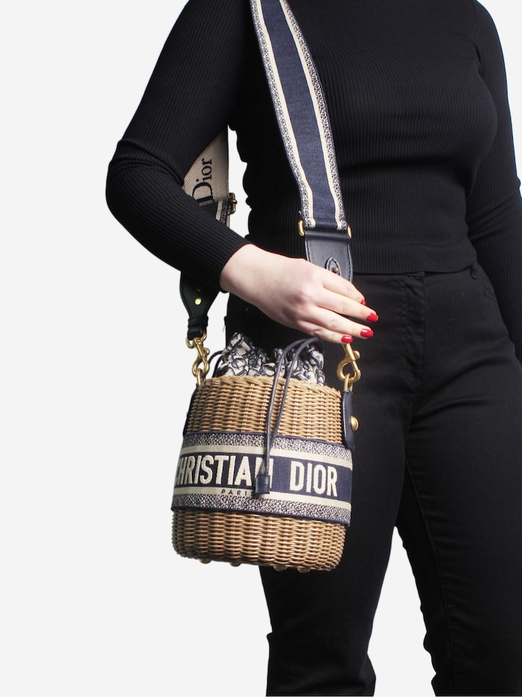 Christian Dior 2021 Oblique Wicker Basket Nude Bag - Image 7 of 7
