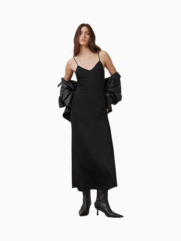 AllSaints Bryony Black V-Neck Midi Dress - Bild 1 von 5