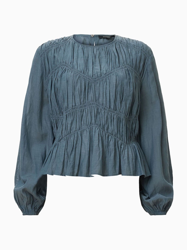 AllSaints Blue Melani Top - Image 8 of 8