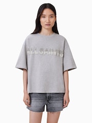 AllSaints Grey Amelie Pearl T-Shirt - Image 1 of 7
