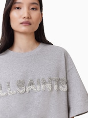 AllSaints Grey Amelie Pearl T-Shirt - Image 2 of 7