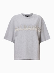 AllSaints Grey Amelie Pearl T-Shirt - Image 7 of 7