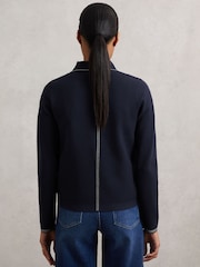 Reiss Navy Ivy Stitch-Detail Zip-Through Cardigan - Image 5 of 6