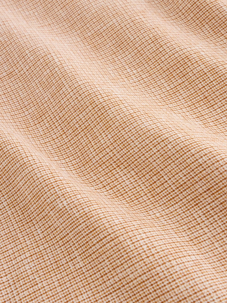 Orange Grandad Collar Cotton Linen Blend Long Sleeve Shirt - Image 8 of 8