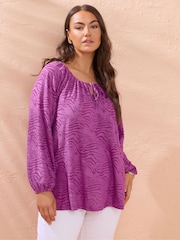 Evans Zebra Print Burnout Blouse - Image 1 of 5